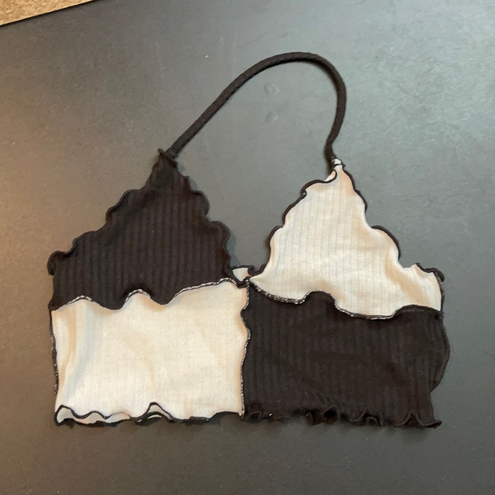Black and white halter top